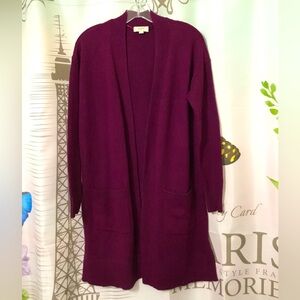 Ann Taylor LOFT Long Front Pocket Open Cardigan~Size Small